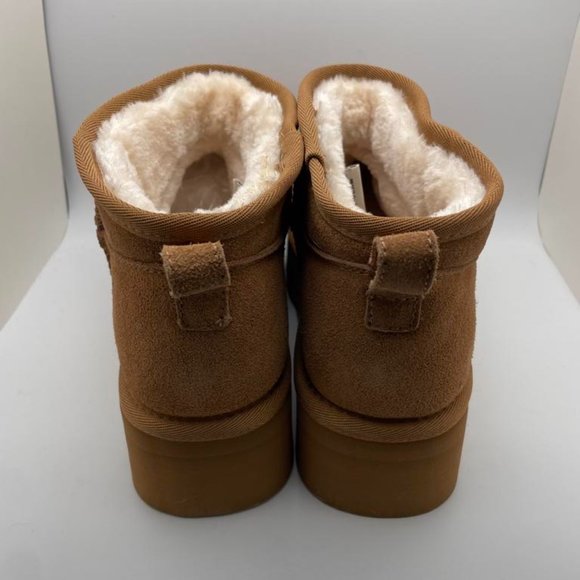 CUSHIONAIRE Women's COZY Genuine Suede pull on platform boot CHESTNUT 9W - Picture 4 of 6